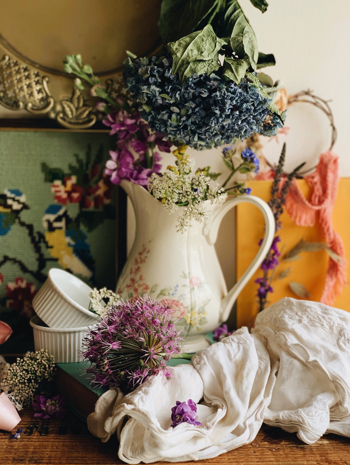 Vintage Staffordshire Floral Jug