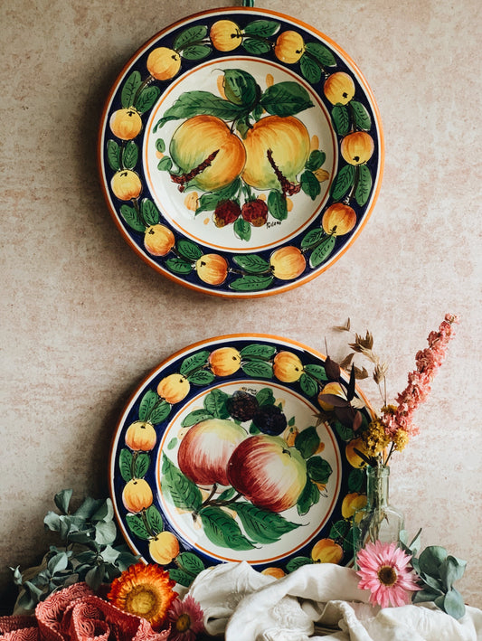 Rustic European Hand~ painted Fruit Plate (two available sold separately)