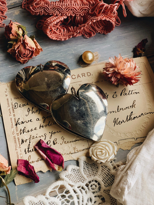 Two Silver Bell Hanging Hearts