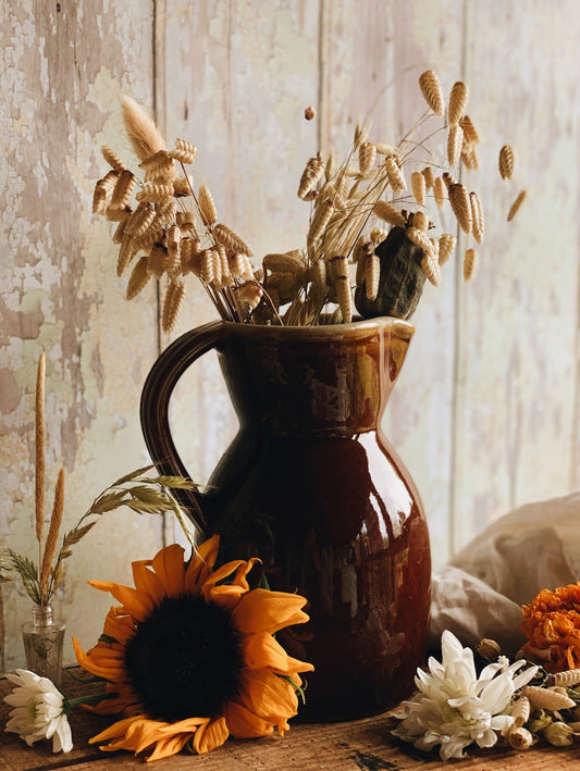 Vintage Rustic Two Tone Earth-ware Jug (UK SHIPPING ONLY)
