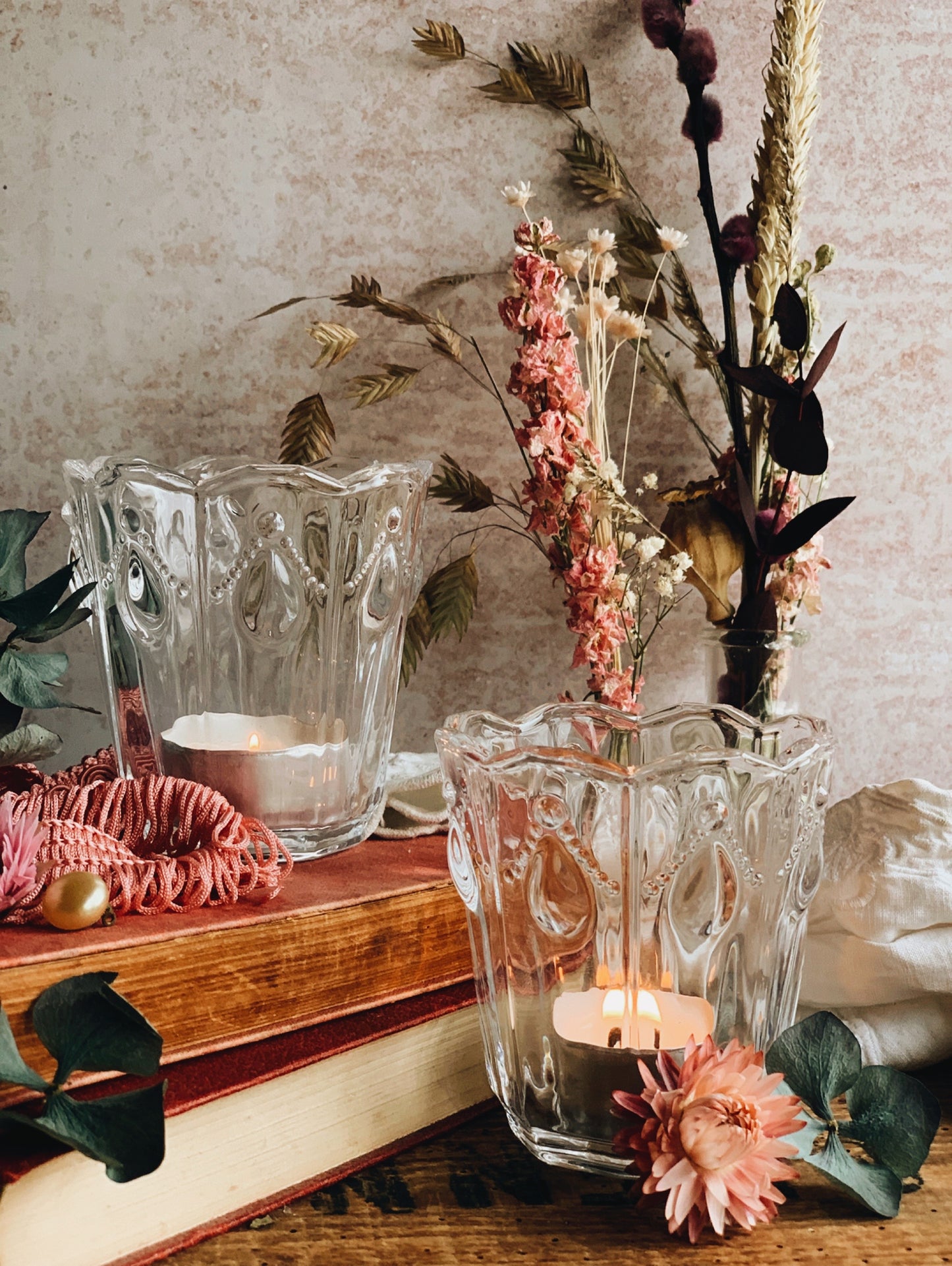 Decorative Relief Glass Tumbler  (two available & sold separately)