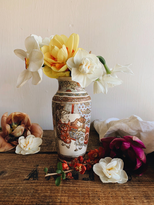 Antique Japanese Hand~painted Vase