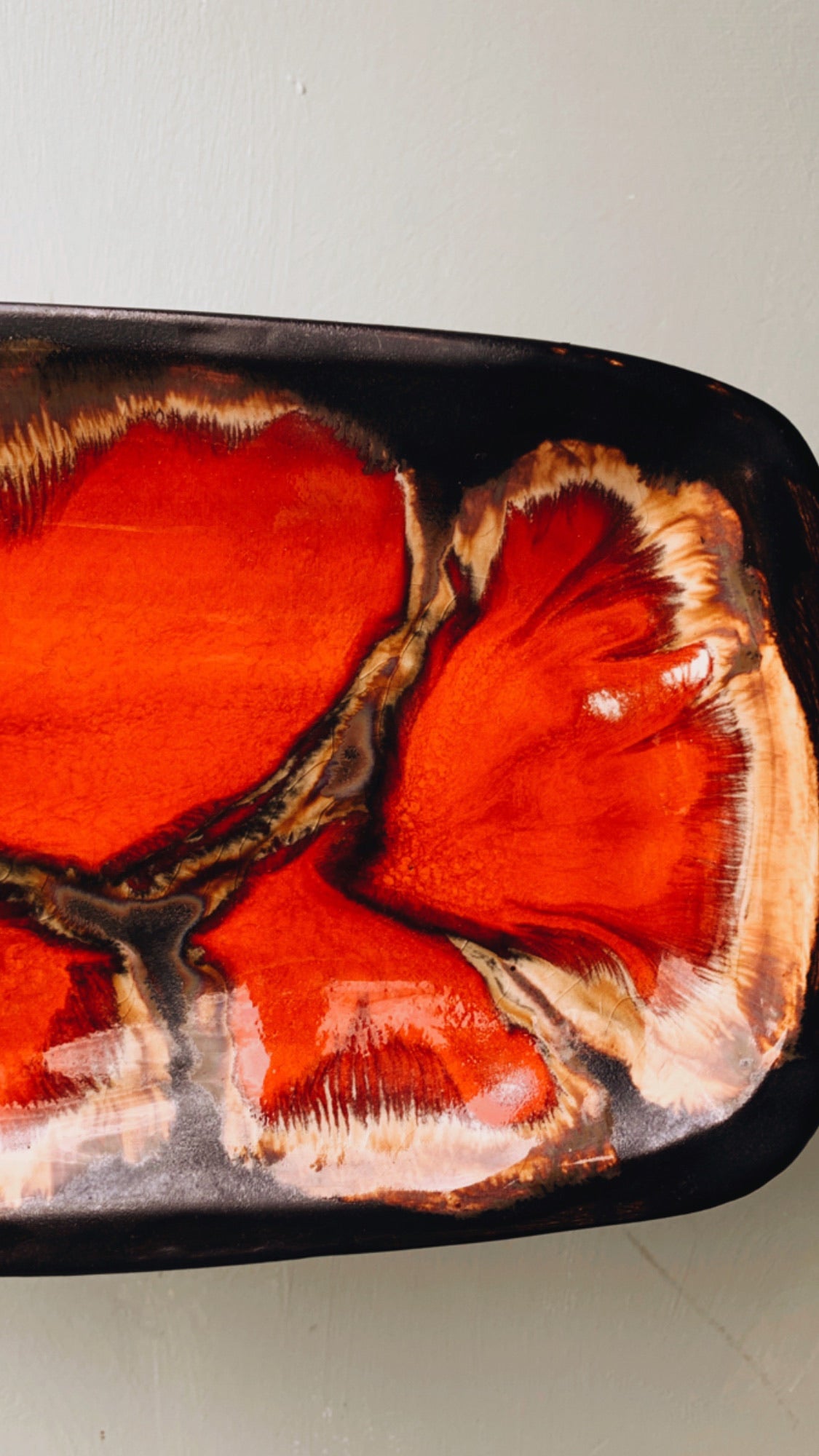 Large Red Glazed Hand~Thrown Ceramic Dish (UK PURCHASE ONLY)