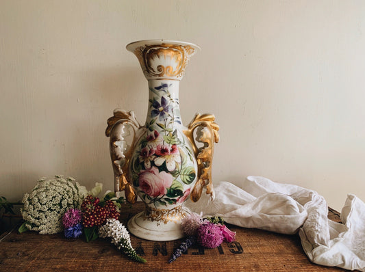 Large Vintage Rose Rocco Vase