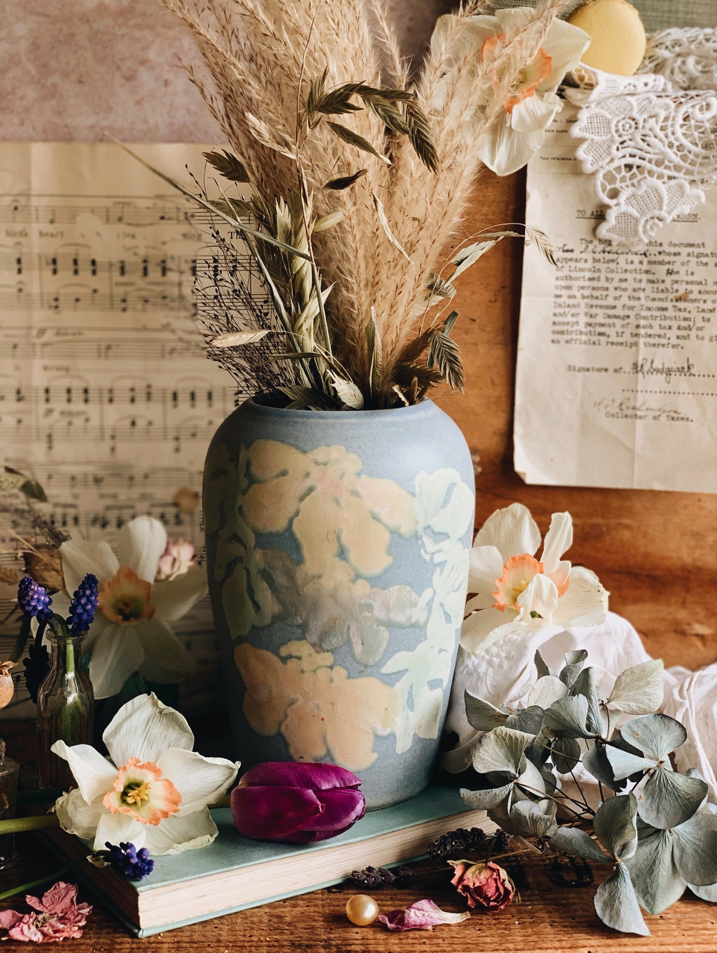 Vintage Hand~painted Floral Vase