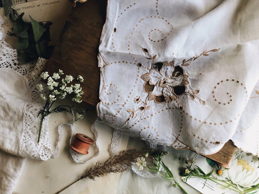 Vintage French Linen - Stone & Sage 