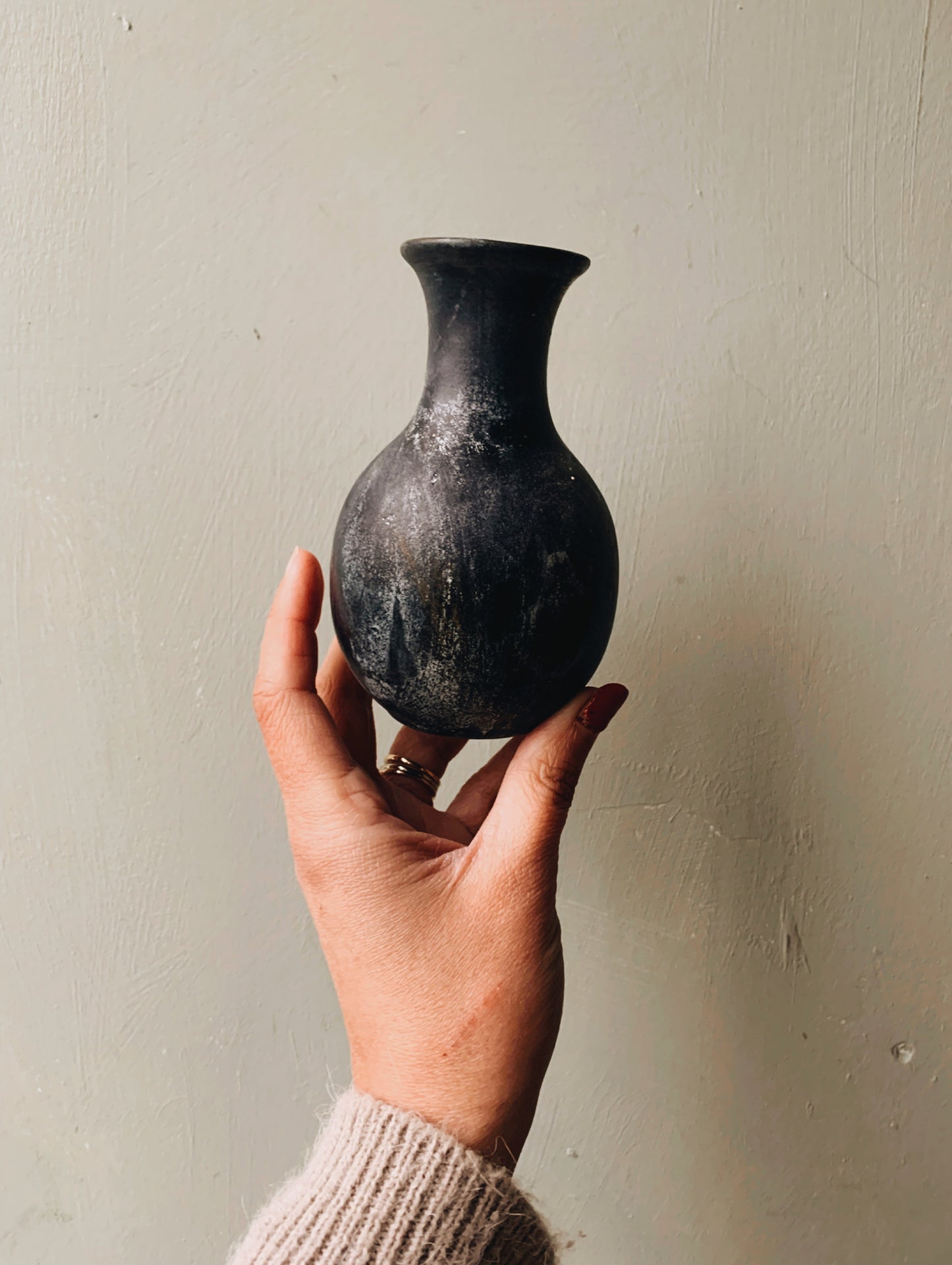 Vintage Black Glass Vase