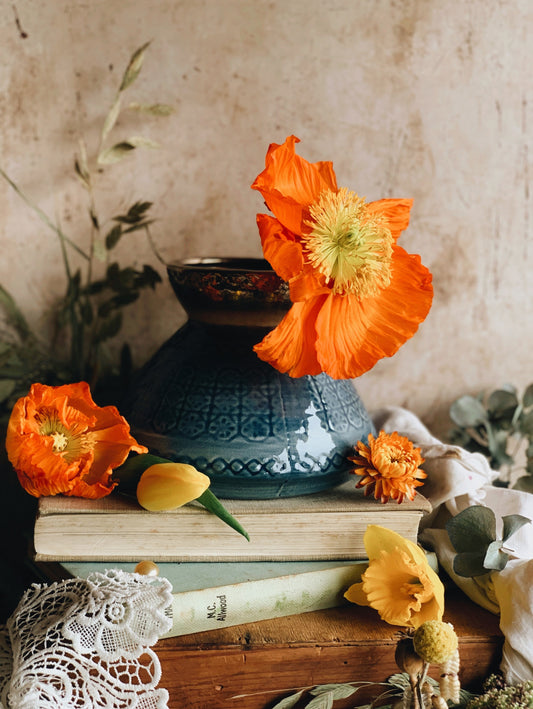 Rustic Blue Decorative Ceramic Blue Vase
