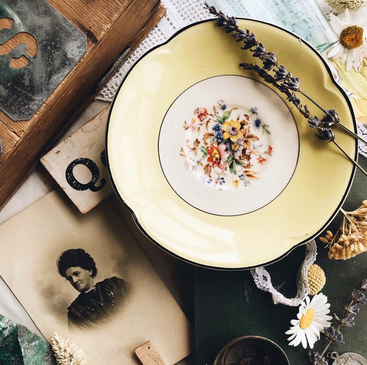 Vintage Yellow Floral Johnson’s Plate