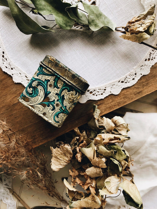 Vintage Turquoise Decorative Tin - Stone & Sage 