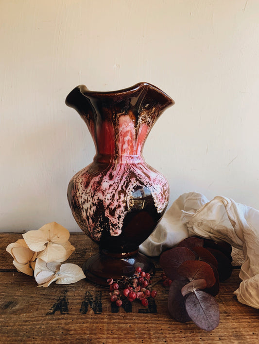 Vintage Pink Drip Marble Glaze Vase