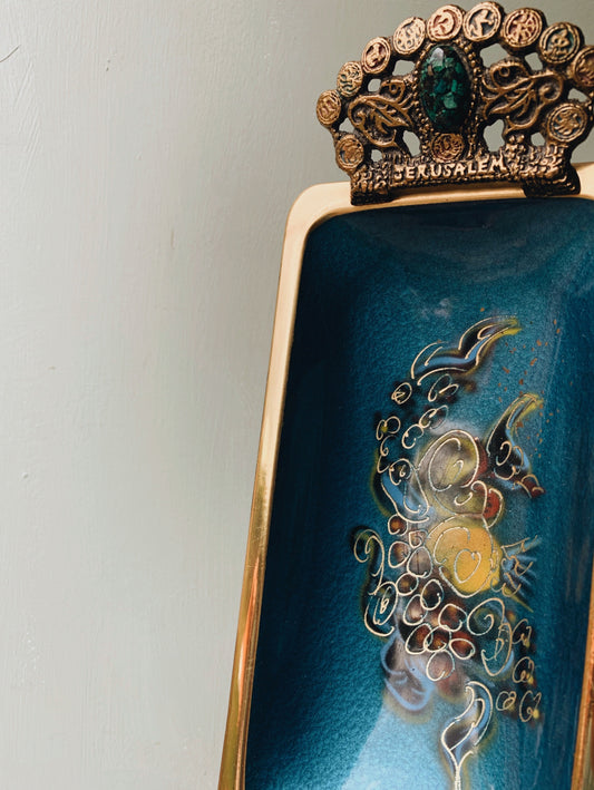 Vintage Decorative Hand~painted Jewelled Dish