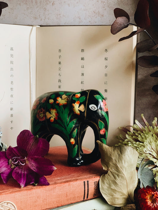 Vintage Wooden Hand~painted Elephant