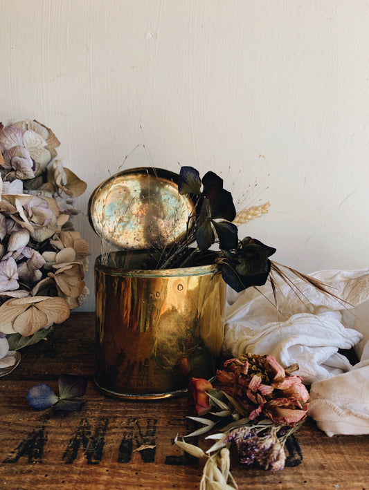 Antique Brass plated Pot (embossed numbers on the front)