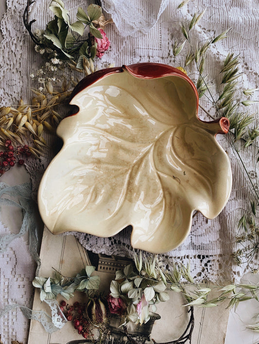 Vintage Red Carlton Leaf Dish