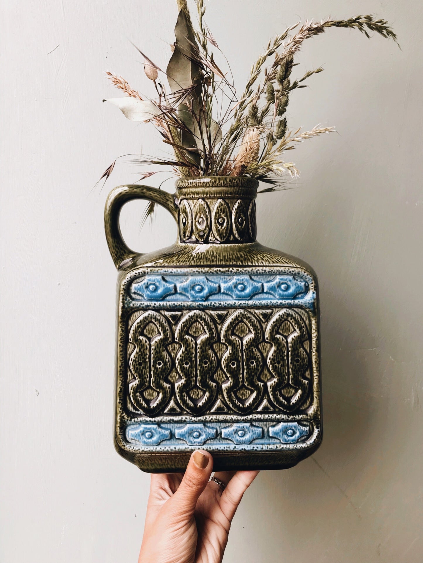 Vintage Green Decorative Kensington Stoneware  ~ Large Vase