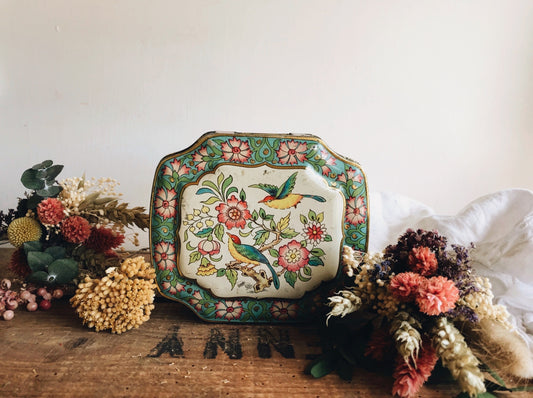 Vintage Floral Bird Tin
