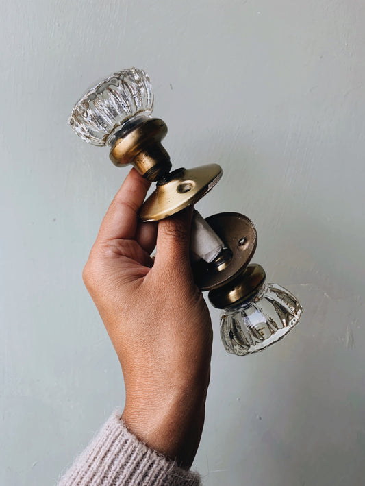 Vintage Brass Glass Door Handle ~ S&S