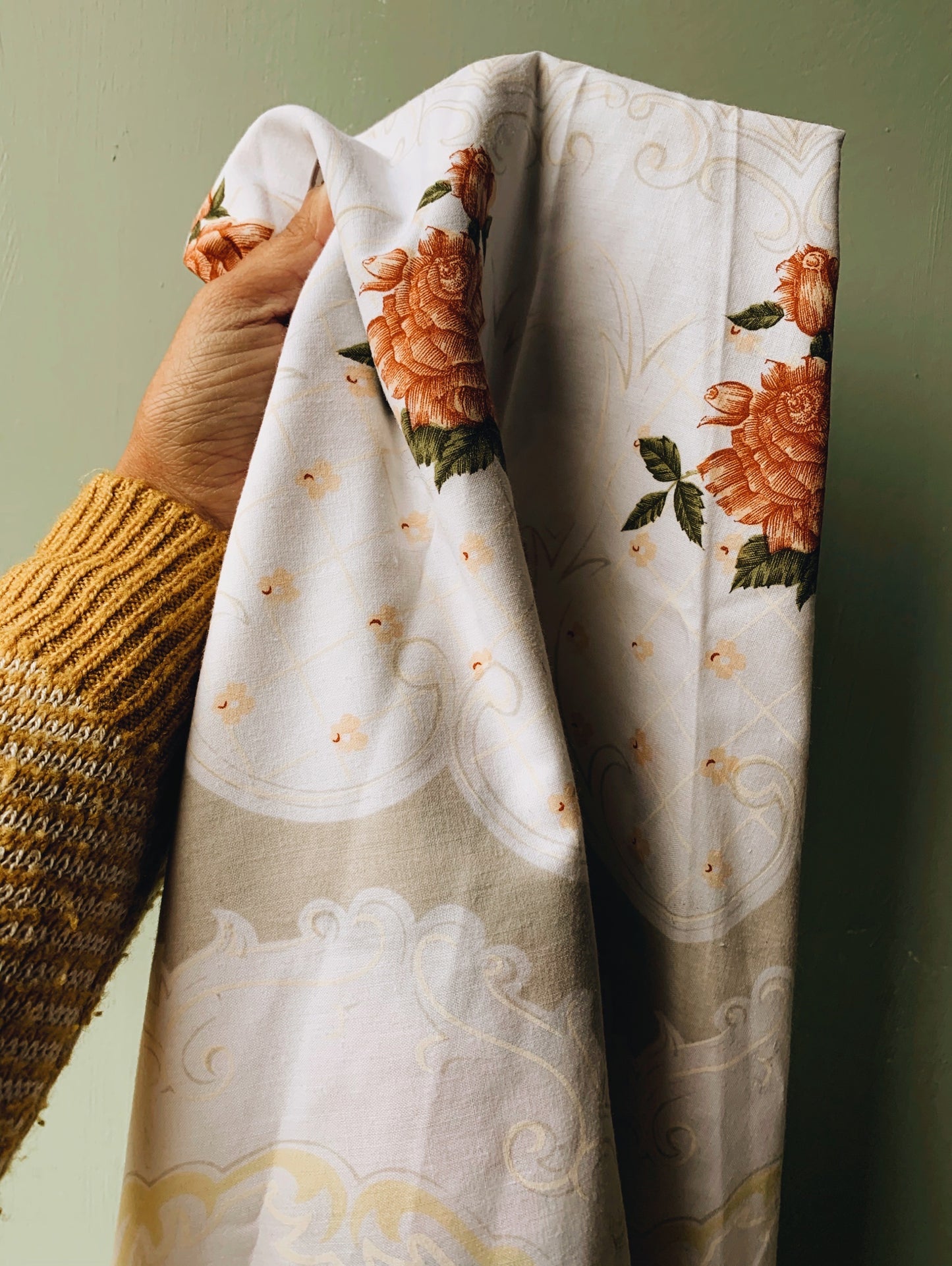 Large Vintage Rose Linen Cloth