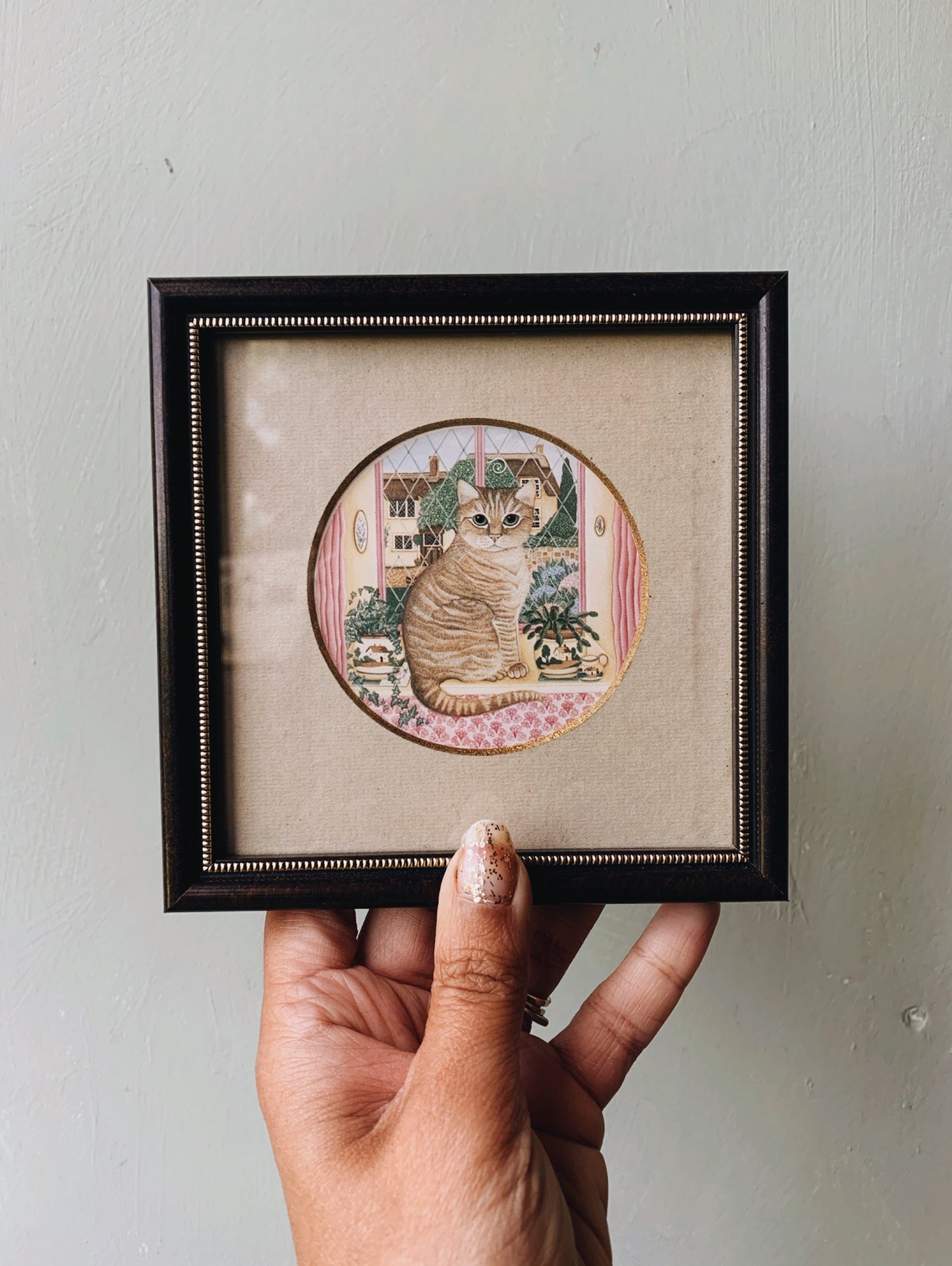 Vintage Sharon Jervis Cat Print Framed