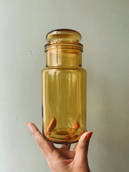 Large Retro Yellow Glass Jar