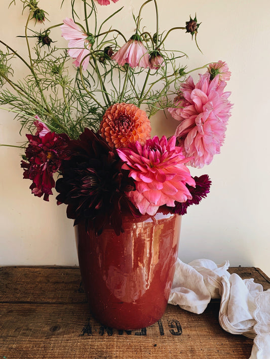 Large Vintage Pink Stoneware Vase (UK delivery only)