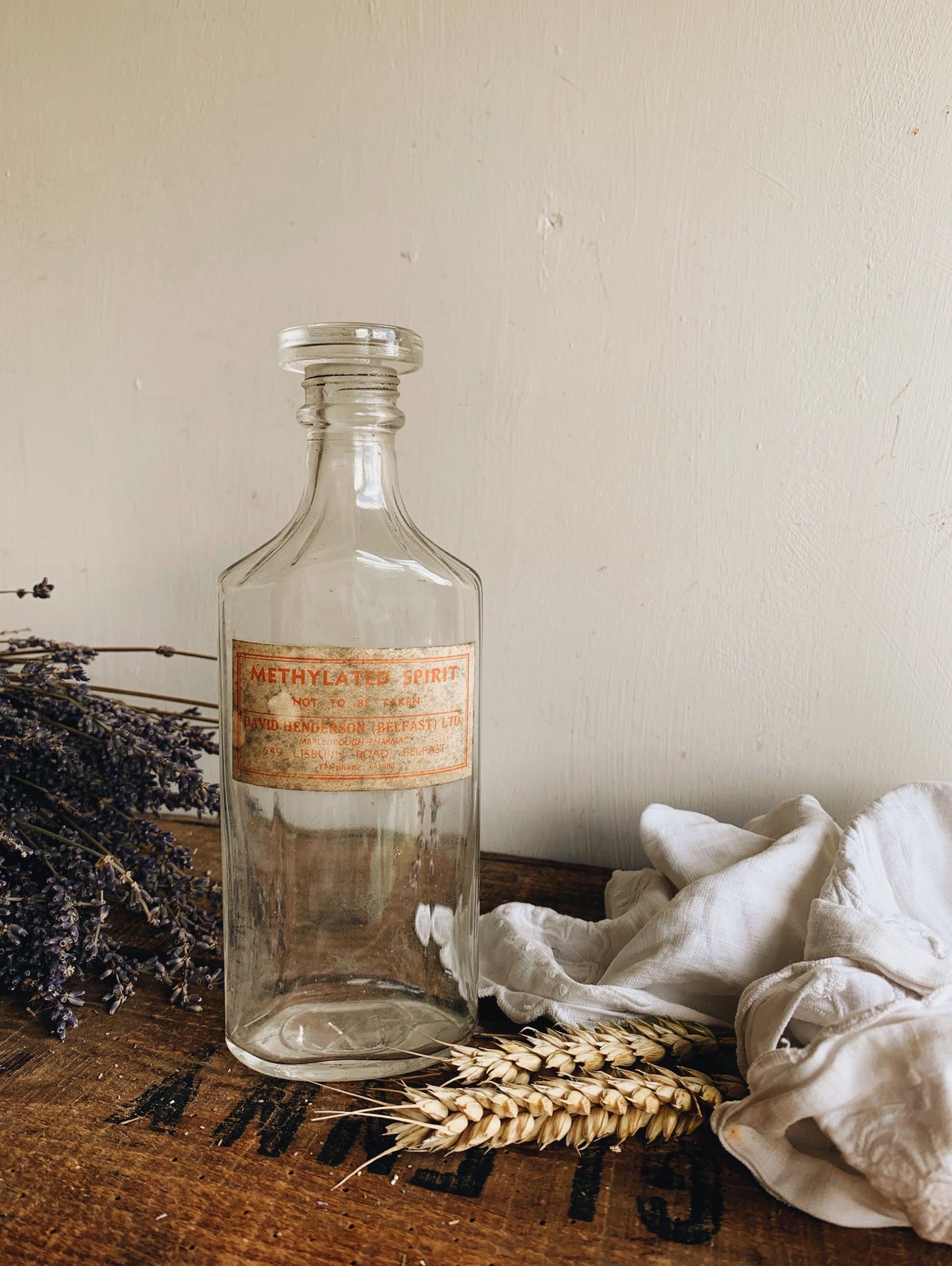 Antique Large Methylated Spirit Bottle with Stopper