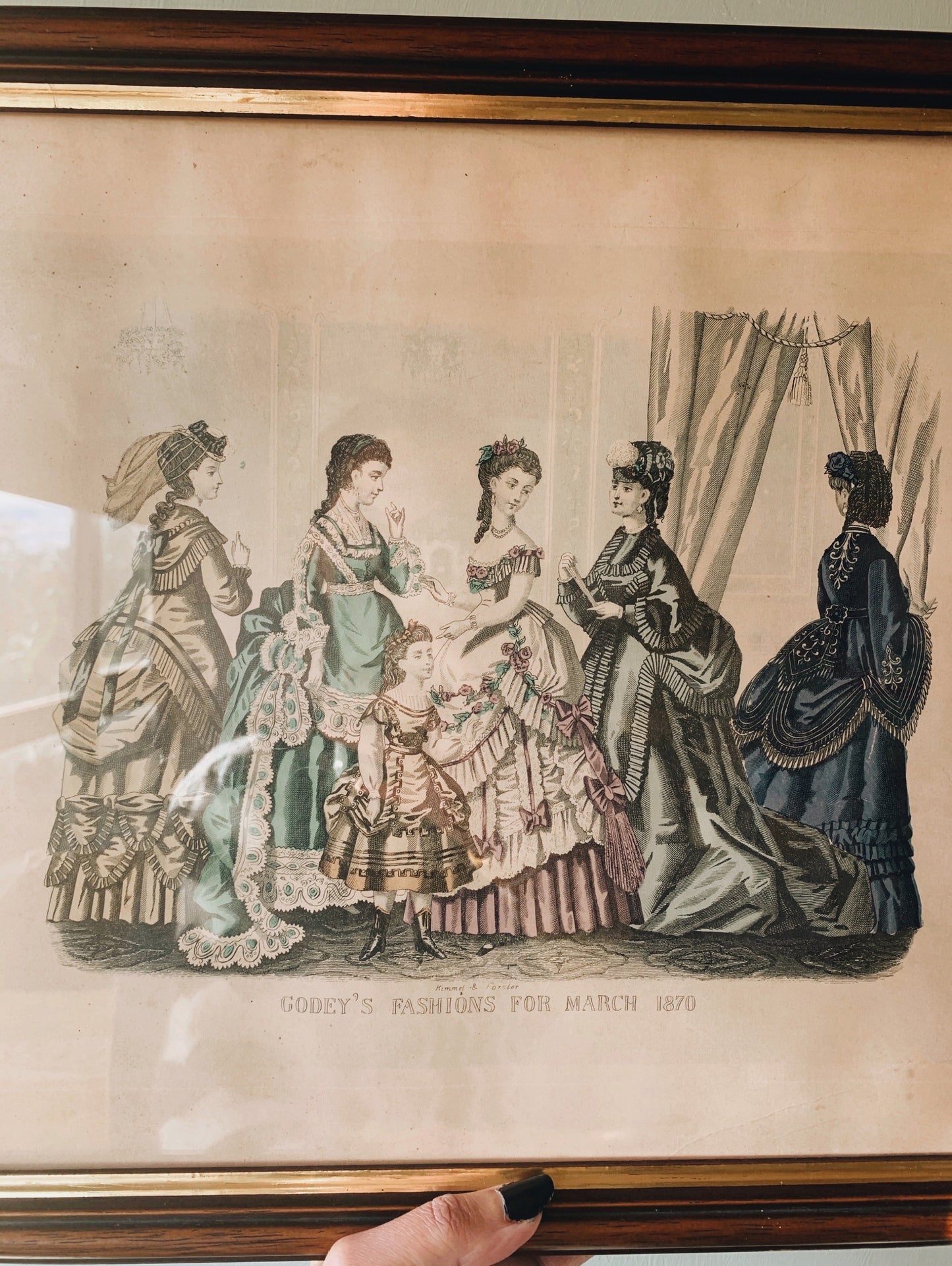 Antique 1870’s Italian Engraved Print ~ Godey’s fashion for March (UK shipping only)