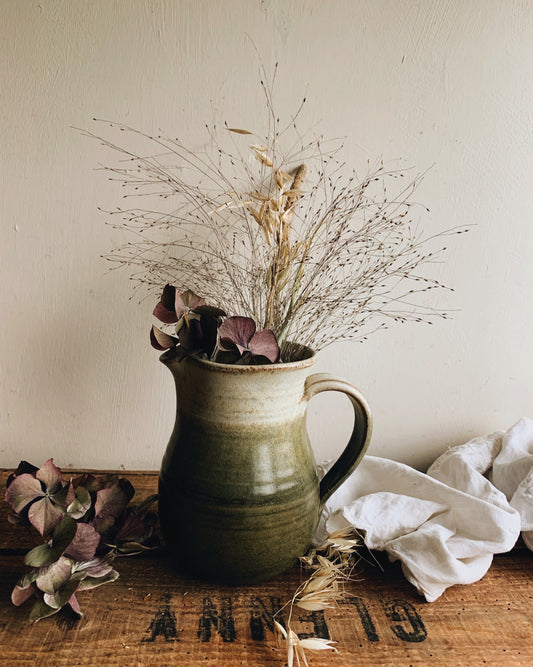 Rustic Green Hand~thrown vase / jig