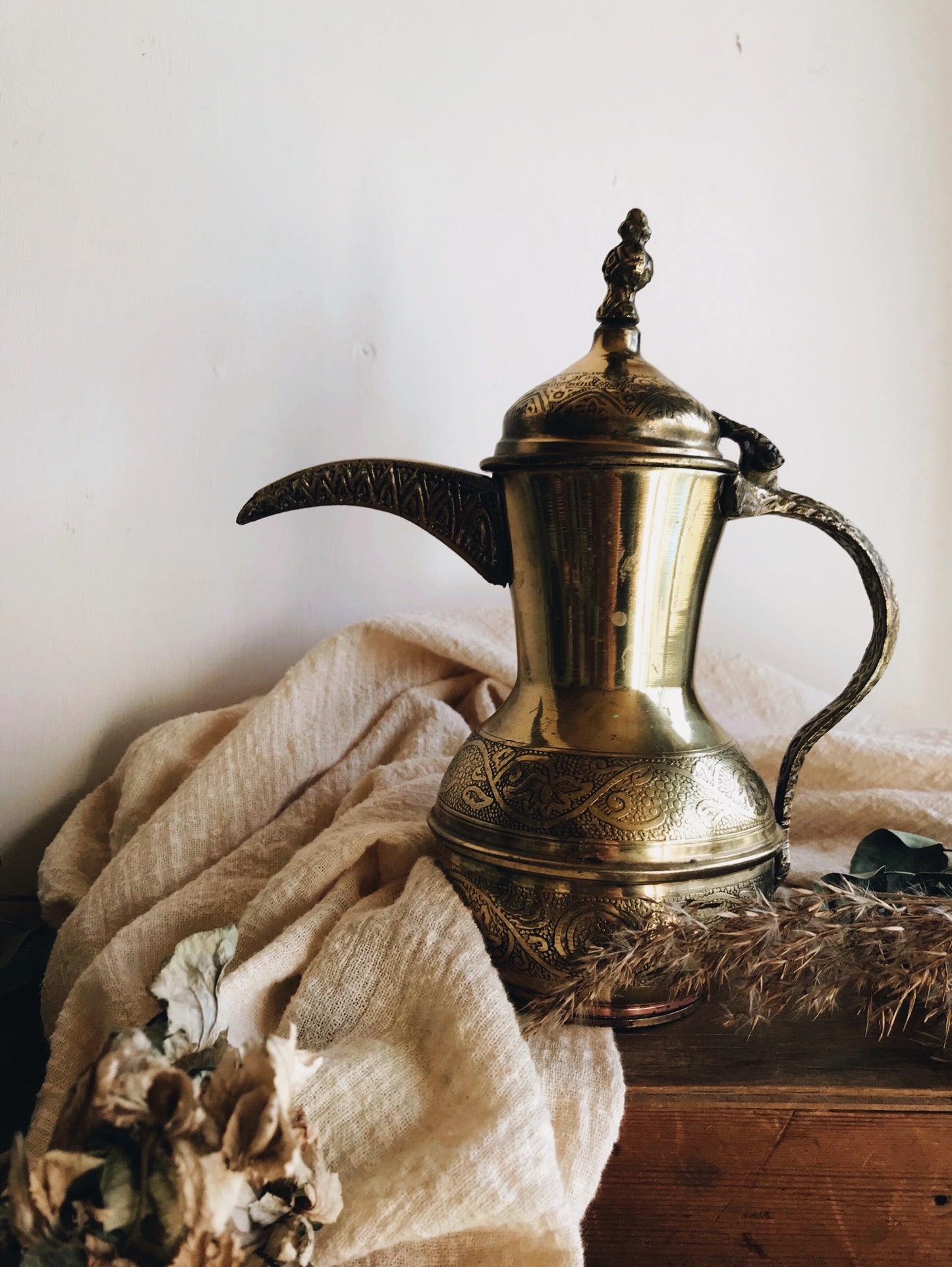 Antique Brass Decorative Coffee Pot - Stone & Sage 
