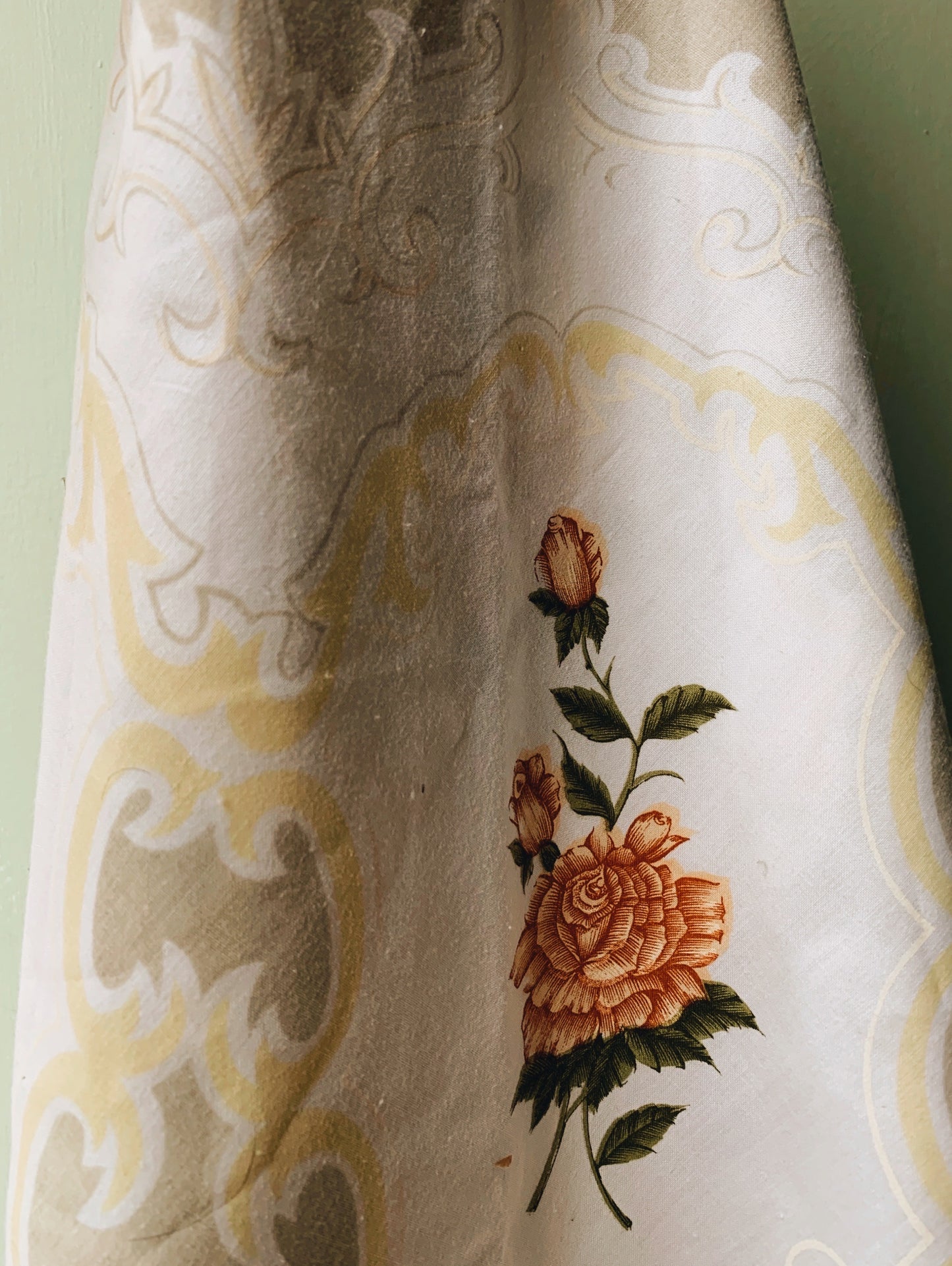 Large Vintage Rose Linen Cloth