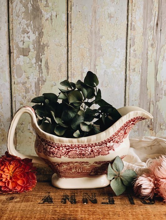 Antique Pink Masons Gravy Boat