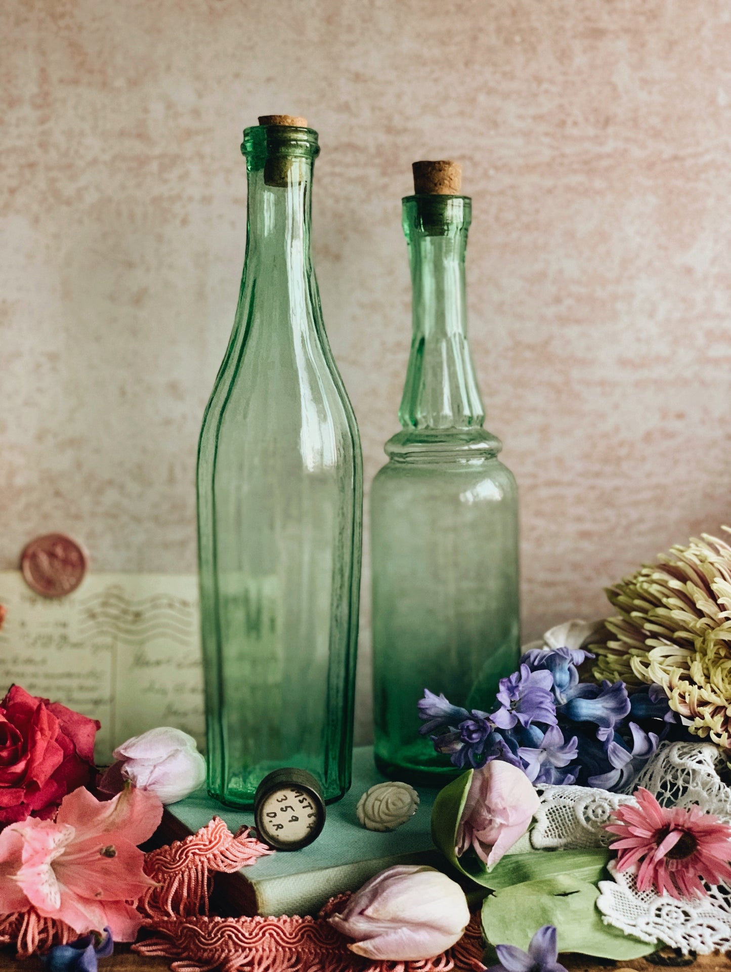 Two Vintage Green Bottles