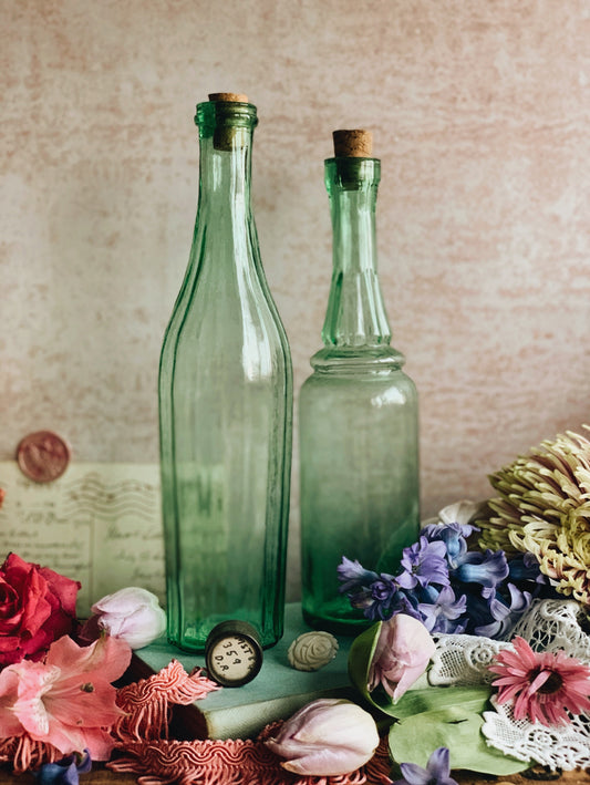 Two Vintage Green Bottles