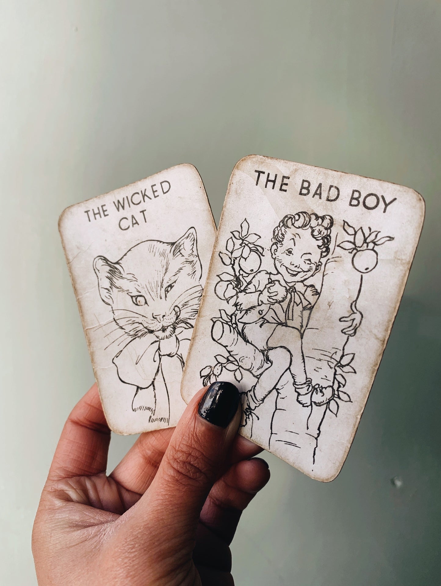 Vintage 1920’s Cards ~ The Bad Boy & The Wicked Cat