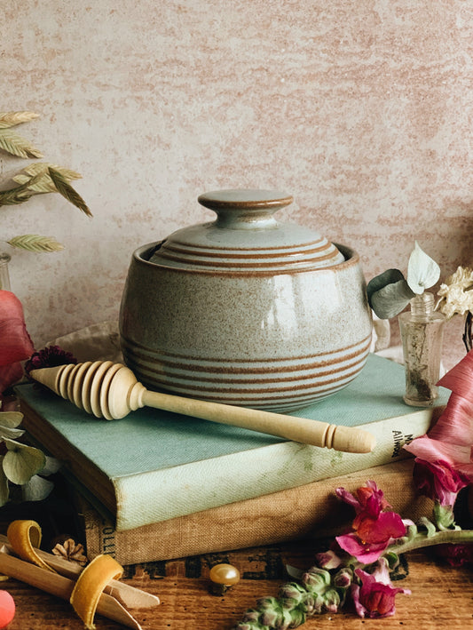 Vintage Blue Denby Honey Pot