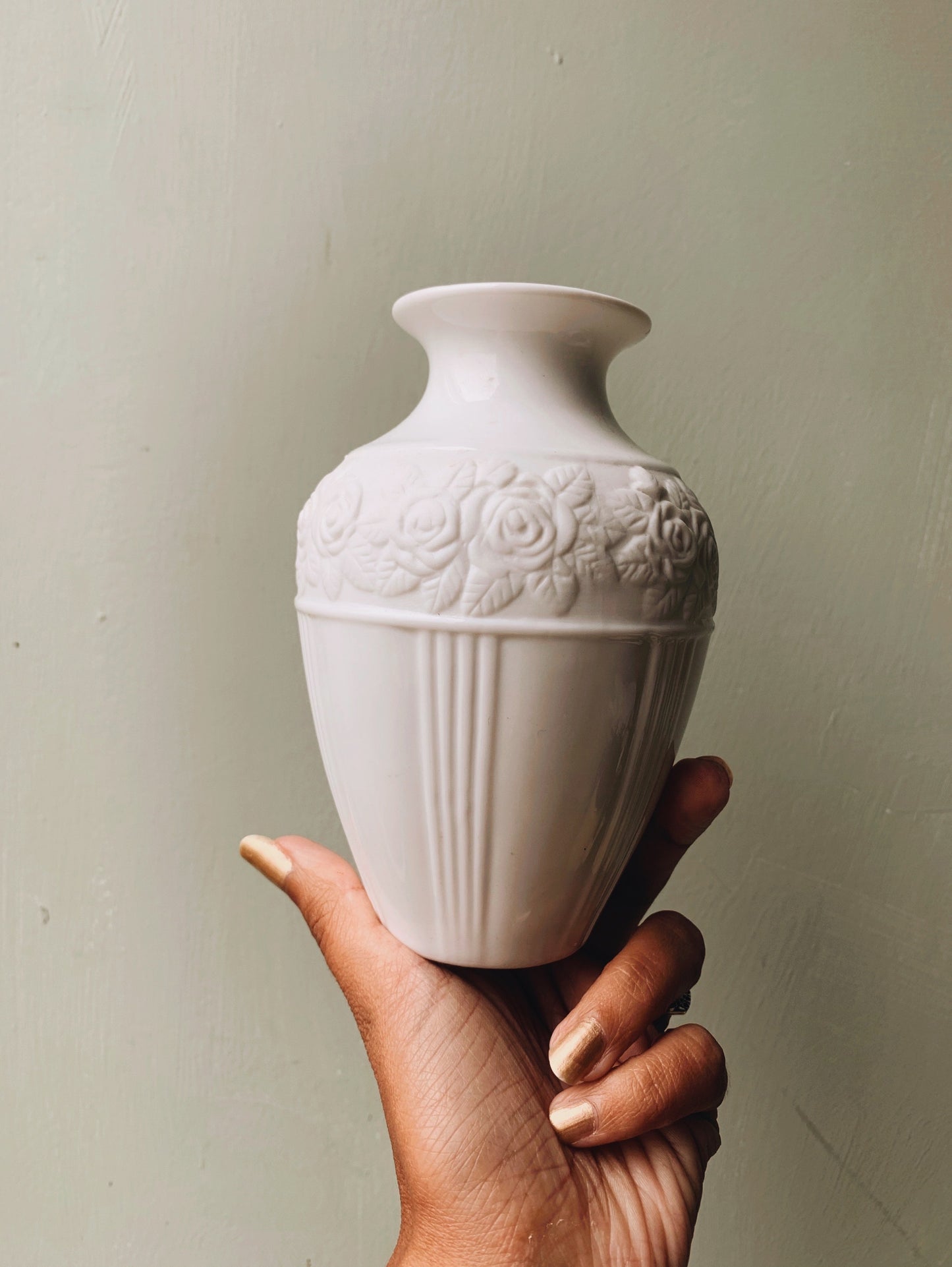 Vintage White Floral Vase