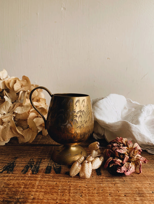 Vintage Decorative Brass Tankard
