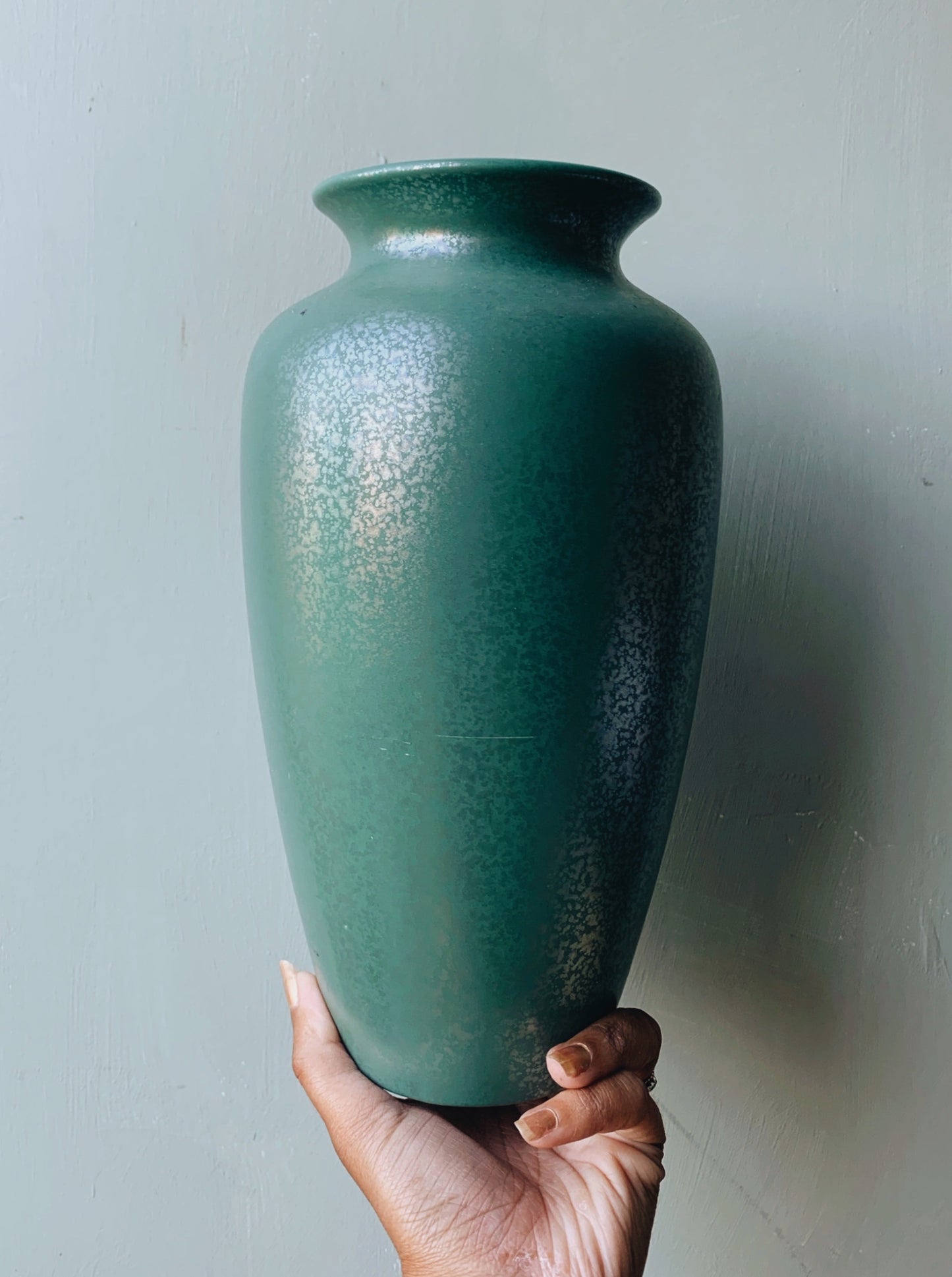 Large Vintage Green Poole Vase