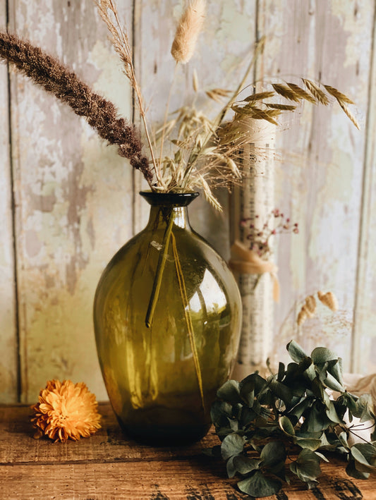 Vintage Green Glass Vase
