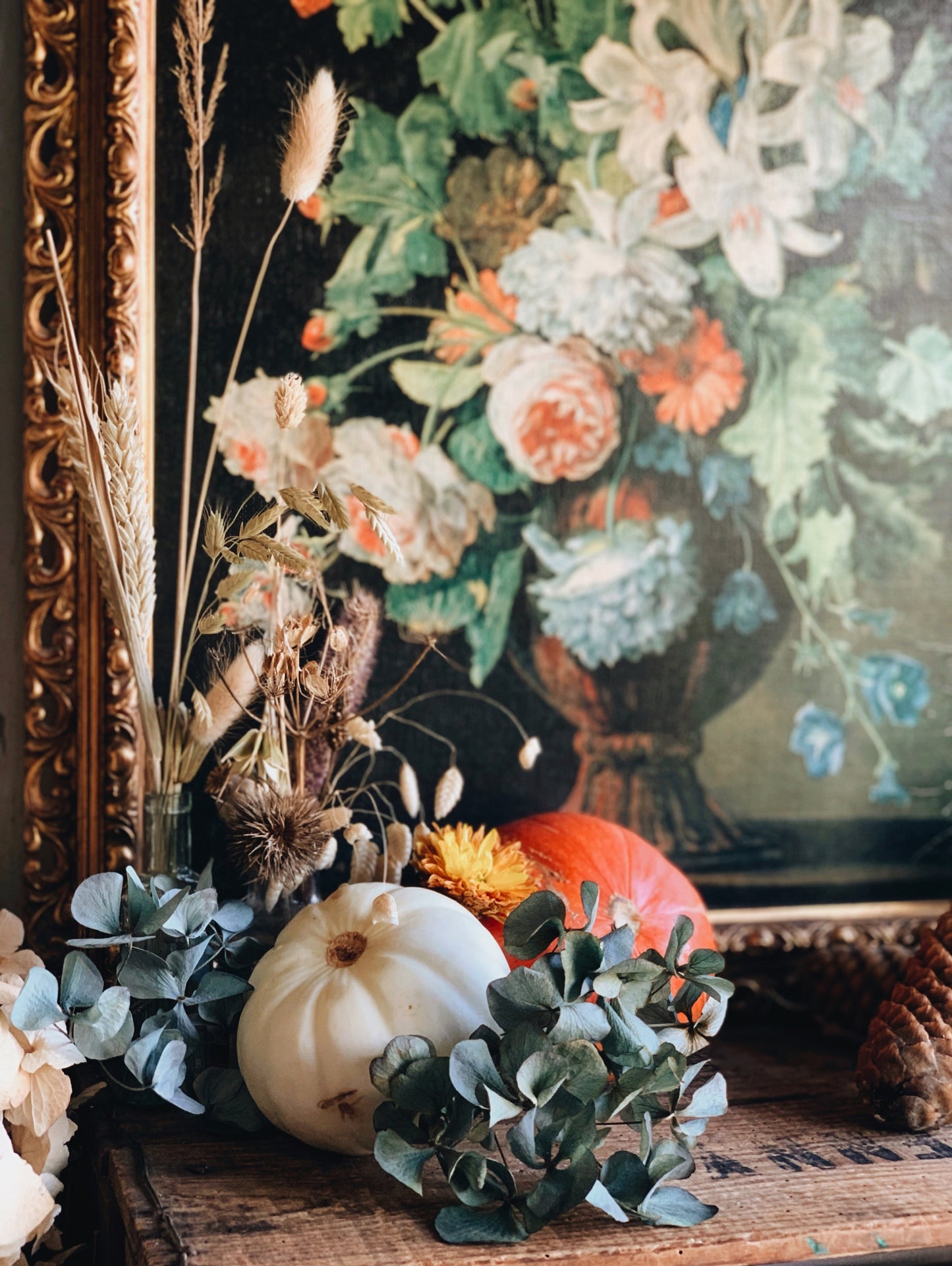 Large Vintage Floral Canvas Artwork (giclees) Framed (UK SHIPPING ONLY)