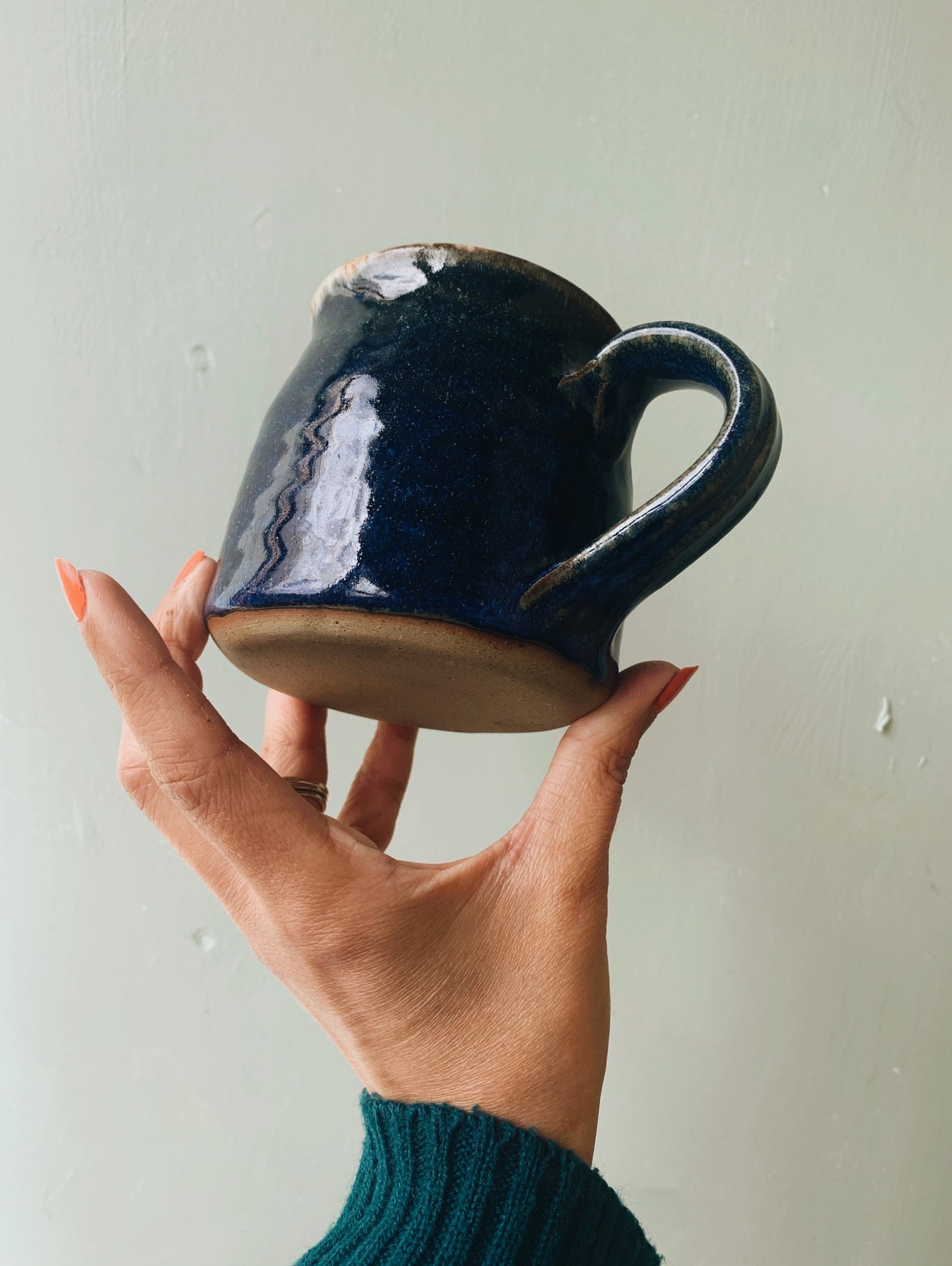 Rustic Hand~thrown Blue Glazed Mug