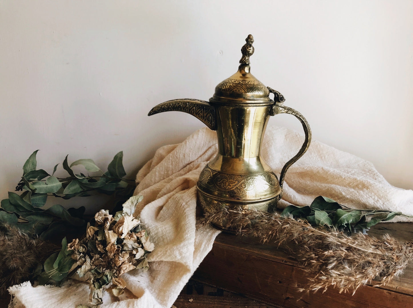 Antique Brass Decorative Coffee Pot - Stone & Sage 