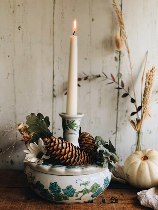Vintage Ceramic Ivy Candle Stick Dish (holder)