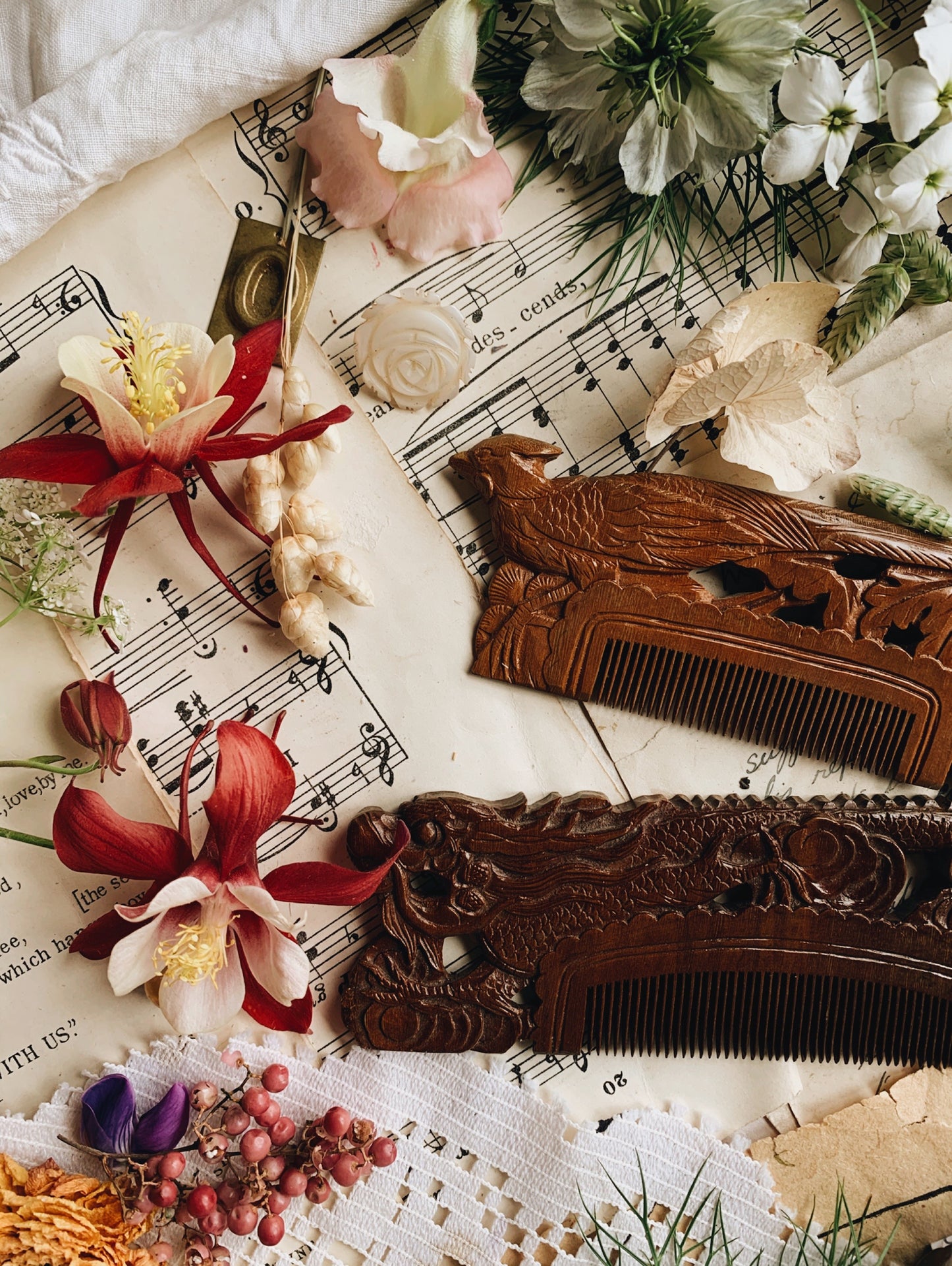 Vintage Wooden Hair Combs (sold separately)