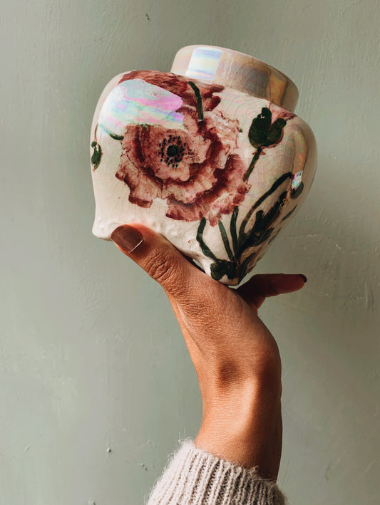 Antique Poppy Vase / Planter