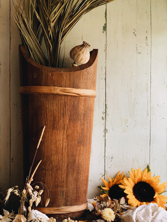 Large Antique Wooden Bucket Trug (UK SHIPPING ONLY)
