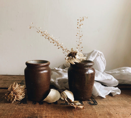 Antique Brown Stone Ink Pot ~ sold separately