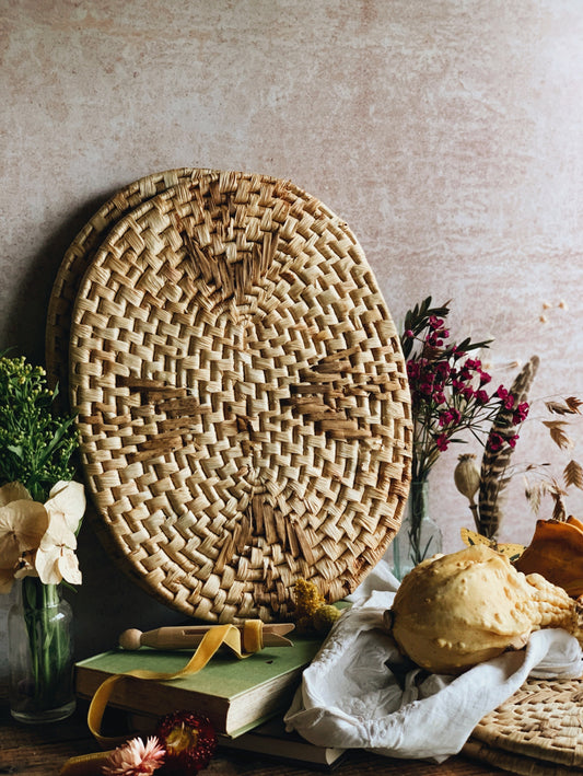 Large Vintage Decorative Wicker Placemat (six available sold separately)