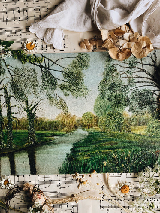 Rustic 1980’s Landscape Painting on Board
